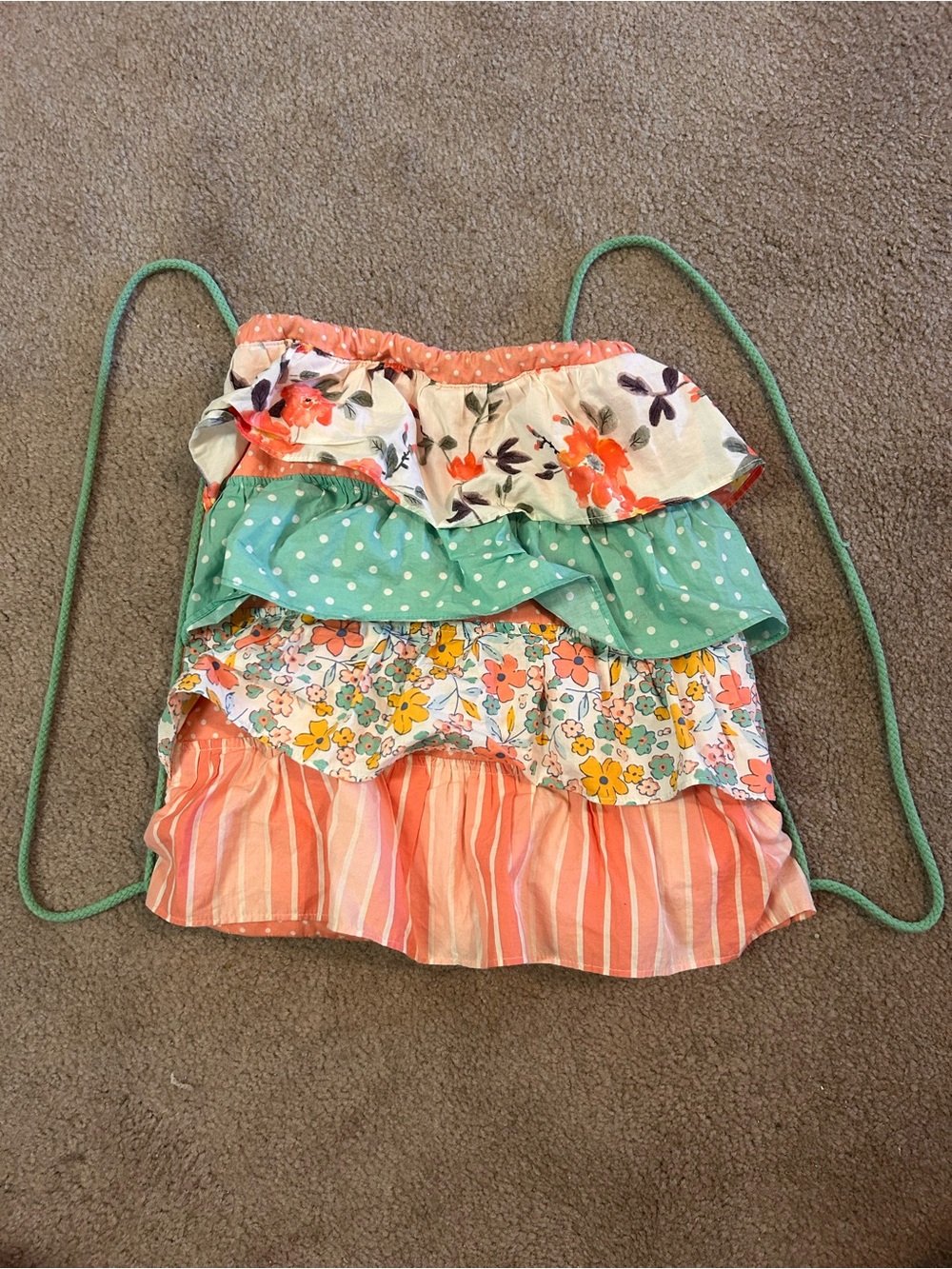Matilda Jane Coral, Mint, Yellow, White Floral Tiered Drawstring Backpack
